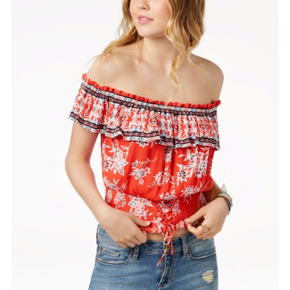 American Rag - Smocked off the shoulder top MED